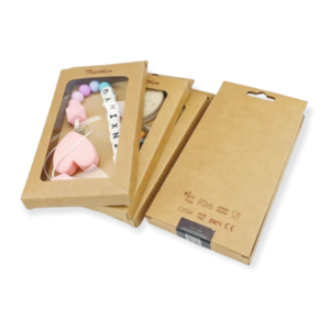 10 τμχ. Χάρτινα Κουτιά με λογότυπο "Teether"/Χρώμα Craft/15,5*9*1,5 εκ. - μασητικό, κλιπ πιπίλας, υλικά κατασκευών - 2