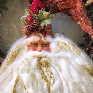 Χριστουγεννιάτικο Στεφανι με άγιο Βασίλη , αστέρια , κλαδιά και στολιδια 42 εκατοστά - στεφάνια, αστέρι, διακοσμητικά, άγιος βασίλης - 3