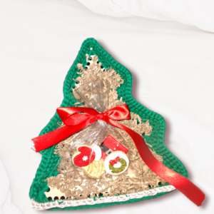 Χειροποίητος πλεκτός δίσκος χριστουγεννιάτικο δέντρο - ξύλο, νήμα, διακοσμητικά, δέντρο - 2