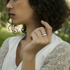 Διπλό δαχτυλίδι από ασήμι Αφθονία - ασήμι, boho, σταθερά, για γάμο, μεγάλα - 2