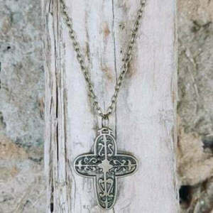 Vintage Σταυρός με αλυσίδα 50cm - σταυρός, μακριά, μπρούντζος, φθηνά, μενταγιόν - 3