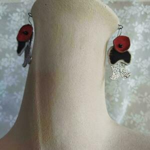 Σκουλαρίκια "πέταλο" με δερμάτινη animal print διακόσμηση - δέρμα, αλπακάς, κρεμαστά, μεγάλα - 3