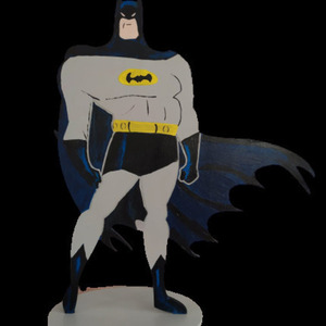 Ξύλινη Φιγούρα χειροποίητη σούπερ ήρωας (batman) 60εκ ύψος μαύρο γκρί - διακόσμηση βάπτισης
