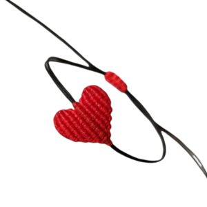 Βραχιόλι χειροποίητο μακραμέ με κόκκινη καρδιά - καρδιά, μακραμέ, κορδόνια, χεριού, αυξομειούμενα
