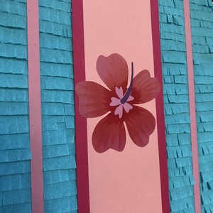 Πινιάτα σανίδα σερφ ροζ/γαλάζια με λουλούδια - ύψος 65 εκ. - πινιάτες, είδη για πάρτυ - 5