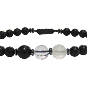 Ανδρικό βραχιόλι 3beads onyx & crystal - ημιπολύτιμες πέτρες, βραχιόλια, δώρα για άντρες - 3