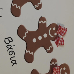 Καδρακι με gingerbread cookies ( Μπισκότα) χριστουγεννιατικο με μέλη οικογένειας και φιογκάκια - διακοσμητικά, προσωποποιημένα - 4