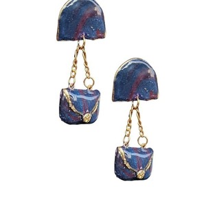New Collection -earring bag- Χειροποιητα Σκουλαρικια -earring bag- απο πολυμερη πηλο επικαλυμενα με υγρο γυαλι και κουμπωμα καρφακι ατσαλινο - πηλός, μακριά, κρεμαστά, μεγάλα, καρφάκι - 3