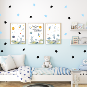 Αυτοκόλλητα Τοίχου Γαλάζια Αστέρια από βινύλιο Σετ 20 Τεμαχίων 7x7εκ Γαλάζιο - αγόρι, αστέρι, διακοσμητικά, αυτοκόλλητα - 2
