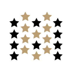 Αυτοκόλλητα Τοίχου Αστέρια από βινύλιο Σετ 20 Τεμαχίων 7x7εκ Χρυσό Μαύρο - κορίτσι, αγόρι, αστέρι, διακοσμητικά