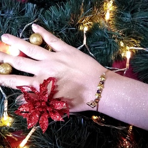Γούρι 2024 βραχιόλι μακραμέ μεταλλιζέ χρυσό με αστέρια one size - κορδόνια, χριστουγεννιάτικα δώρα, χεριού, αυξομειούμενα, γούρια - 2