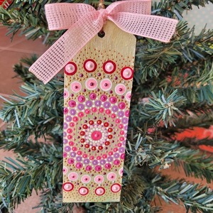 Σελιδοδείκτης ξύλινος ζωγραφισμένος στο χέρι με σχέδιο mandala - σελιδοδείκτες, χριστουγεννιάτικα δώρα, στολίδια - 3