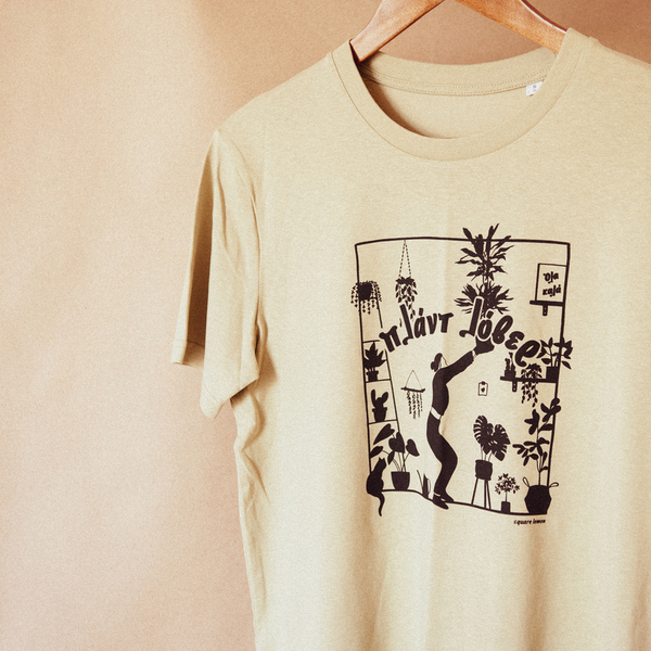 "Plant lover" handprinted organic sage unisex t-shirt - βαμβάκι, unisex
