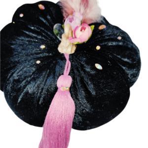 Μαύρη Βελούδινη Large Κολοκύθα 22cm - διακόσμηση, βελούδο, διακοσμητικά, κολοκύθα - 3