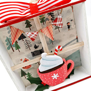 Χριστουγεννιάτικο ξύλινο διακοσμητικό στολίδι "Cup of joy" - ξύλο, χριστουγεννιάτικο, διακοσμητικά, χιονονιφάδα - 2
