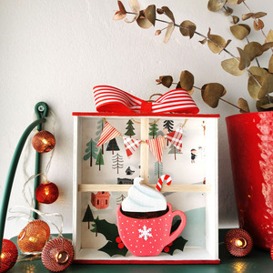 Χριστουγεννιάτικο ξύλινο διακοσμητικό στολίδι "Cup of joy" - ξύλο, χριστουγεννιάτικο, διακοσμητικά, χιονονιφάδα - 3