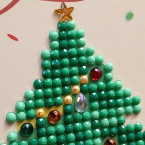 "Merry Christmas" Ευχετήρια κάρτα με ψηφίδες "Διαμαντάκια", 12,6 x 17,7 - αστέρι, χριστουγεννιάτικα δώρα, ευχετήριες κάρτες, δέντρο - 2