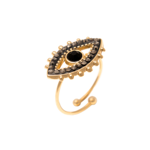 Ashura gold δαχτυλίδι - επιχρυσωμένα, ατσάλι, ζιργκόν, αυξομειούμενα