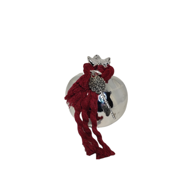 Γούρι Κεραμικό Ρόδι Ασημί 10x12cm - charms, ρόδι, χριστουγεννιάτικα δώρα, γούρια
