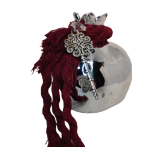 Γούρι Κεραμικό Ρόδι Ασημί 10x12cm - charms, ρόδι, χριστουγεννιάτικα δώρα, γούρια - 3