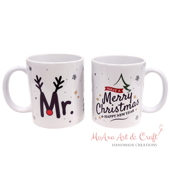 2 Χριστουγεννιάτικες Κούπες Mr και Mrs - mr & mrs, πορσελάνη, ζευγάρια, κούπες & φλυτζάνια - 2