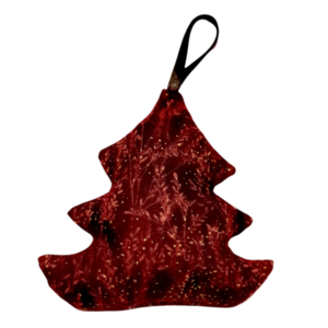 Χριστουγεννιάτικο στολίδι γούρι δεντράκι από ύφασμα 15*13 σε μπορντό αποχρώσεις - ύφασμα, στολίδια, δέντρο