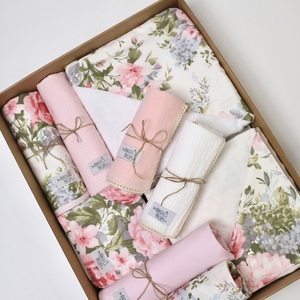 Newborn Box - Σετ νεογέννητου 10 τεμαχίων - "Pink Floral" - κορίτσι, δώρα για βάπτιση, βρεφικά, προίκα μωρού, σετ δώρου - 2