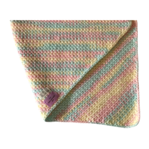 πλεκτή κουβερτούλα μωρού "Rainbow" για καλάθι, καροτσάκι η ριλάξ, 51 x 67 εκ σε χρώματα ουράνιο τόξου - κορίτσι, αγόρι, δώρο, κουβέρτες - 4