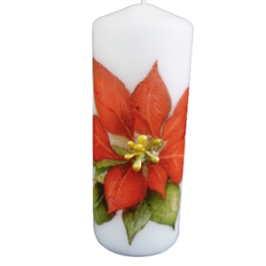 Λευκό κερί με decoupage 15cm - κεριά & κηροπήγια - 3