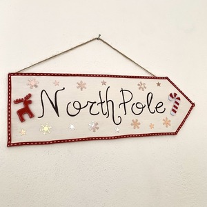 North Pole Arrow Sign - ξύλο, διακοσμητικά - 2
