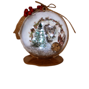 Φωτιζόμενη Χριστουγεννιάτικη Plexi Επιτραπέζια Μπάλα 12 cm - charms, χριστουγεννιάτικο, διακοσμητικά, επιτραπέζια, μπάλες