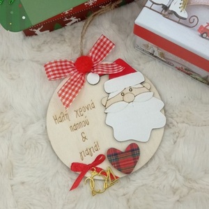 Ξύλινο Γούρι 2024 "Καλή Χρονιά παππού και γιαγιά" 10cm - παππούς, χριστουγεννιάτικα δώρα, δώρο για τη γιαγιά, στολίδια - 5
