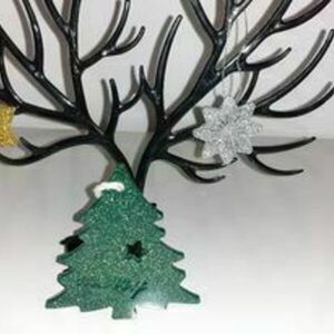 Χειροποίητο χριστουγεννιάτικο στολίδι δεντράκι φτιαγμένα από υγρό γυαλί 9cm χ 8cm - γυαλί, χριστούγεννα, χριστουγεννιάτικα δώρα, στολίδια, δέντρο - 4