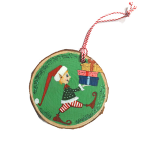Χριστουγεννιάτικο Ξύλινο Στολίδι - Ξωτικό με Δώρα - ξύλο, χριστουγεννιάτικο, χριστουγεννιάτικα δώρα, στολίδια
