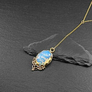 " Opaline Magic pendant " - Χειροποίητο επίχρυσο 18Κ μενταγιόν με Οπαλίνα! - ημιπολύτιμες πέτρες, γυναικεία, επιχρυσωμένα, μενταγιόν - 2