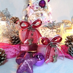 Γούρι 2024 αρωματικό κερί ρόδι ροζ frosted 6×6cm - γούρι, ρόδι, χριστουγεννιάτικα δώρα, γούρια, πρωτοχρονιά, κεριά & κηροπήγια - 3