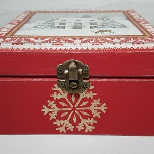 Χριστουγεννιάτικο Ξύλινο Κουτί - ξύλο, διακοσμητικά, χιονονιφάδα, χριστουγεννιάτικα δώρα - 4