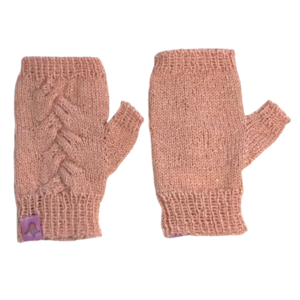 Πλεκτά γάντια "Rita" σε απαλό ρόζ χρώα με ιδιαίτερο σχέδιο σε πλεξούδες, 15 x 7,5 εκ με ακρυλικό νήμα με στρας - ακρυλικό - 2