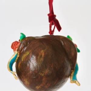 Χριστουγεννιάτικη μπάλα πρόσωπο κορίτσι με στεφάνι-ύψος 10 εκ. - διακοσμητικά, χριστουγεννιάτικα δώρα, αγγελάκι, μπάλες - 4