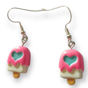 Σκουλαρίκια παγωτό καρδούλα - καρδιά, κορίτσι, κοσμήματα, παγωτό, παιδικά σκουλαρίκια