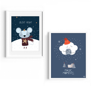 Σετ των 2 Γιορτινά Παιδικά καδράκια "Άγια νύχτα" και "Μαγικές Στιγμές"|Χριστουγεννιάτικη Διακόσμηση - ξύλο, αστέρι, διακοσμητικά, χιονονιφάδα, αγγελάκι