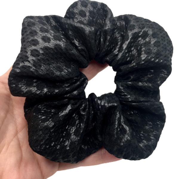 Υφασμάτινο λαστιχάκι scrunchie black matt & shinny - κορίτσι, μαύρα, για τα μαλλιά, λαστιχάκια μαλλιών - 3