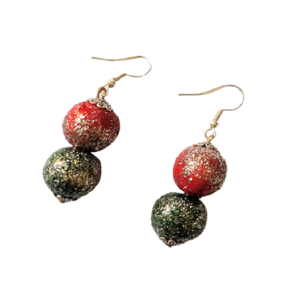Χριστουγεννιάτικα σκουλαρίκια με μπάλες-στολίδια, 6εκ. - ξύλο, μαμά, κοσμήματα, χριστουγεννιάτικα δώρα, μπάλες