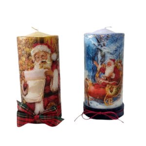 Διακοσμητικό κερί decoupage Άγιος Βασίλης με έλκηθρο - ντεκουπάζ, χειροποίητα, χριστουγεννιάτικα δώρα, άγιος βασίλης, κεριά & κηροπήγια - 3