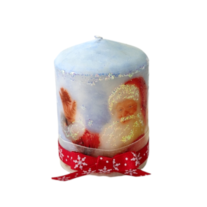 Διακοσμητικό μικρό κερί Άγιος Βασίλης Ύψος 8cm - ύφασμα, ντεκουπάζ, χριστουγεννιάτικα δώρα, άγιος βασίλης, κεριά & κηροπήγια
