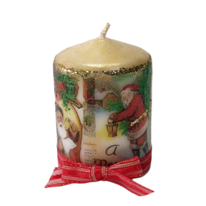 Διακοσμητικό μικρό κερί vintage Χριστούγεννα Ύψος 8cm - ντεκουπάζ, χειροποίητα, χριστουγεννιάτικα δώρα, κεριά & κηροπήγια