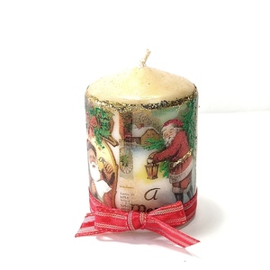 Διακοσμητικό μικρό κερί vintage Χριστούγεννα Ύψος 8cm - ντεκουπάζ, χειροποίητα, χριστουγεννιάτικα δώρα, κεριά & κηροπήγια - 3