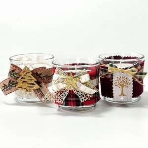 Κερί αρωματικό σε ποτήρι με διακόσμηση ξύλινο έλατο - γυαλί, ντεκουπάζ, χριστουγεννιάτικα δώρα, κεριά & κηροπήγια, δέντρο - 4