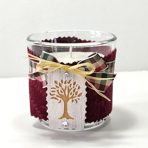 Κερί αρωματικό σε ποτήρι με διακόσμηση ξύλινο δέντρο της ζωής - vintage, γυαλί, χριστουγεννιάτικα δώρα, κεριά & κηροπήγια, δέντρο - 3