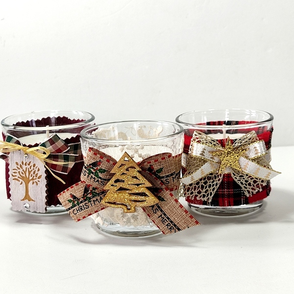 Κερί αρωματικό σε ποτήρι με διακόσμηση ξύλινο δέντρο της ζωής - vintage, γυαλί, χριστουγεννιάτικα δώρα, κεριά & κηροπήγια, δέντρο - 5
